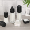 Large Size Lotion Bottles 350ml Transaprent Glass Square Serum Lotion Pump Containers Bottle